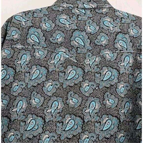 Cinch Modern Fit Black Pearl Snap Turquoise Paisley Print Mens Size XL Western - Picture 7 of 7